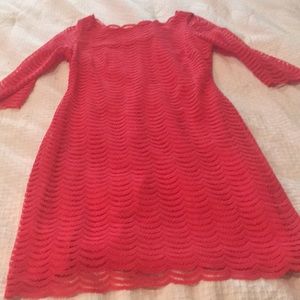 Coral lace overlay size 4 Dress